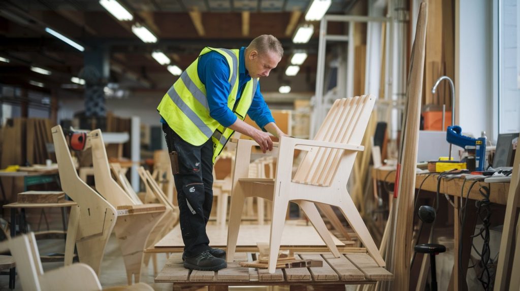 A carpenter Assembling furniture